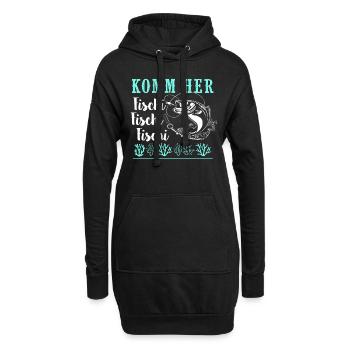 Komm Her Fischi Angeln - Hoodie-Kleid - Schwarz - Vorne