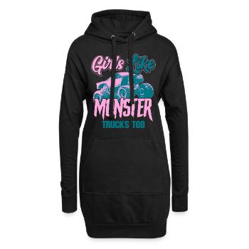 Camion monstre - Sweat-shirt à capuche long Femme - noir - Devant