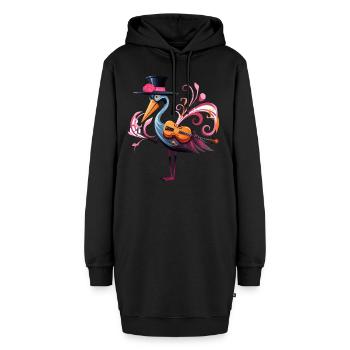 Ausgefallener Flamingo - Hoodie-Kleid - Schwarz - Vorne - AI Model Female 172 light (172cm)