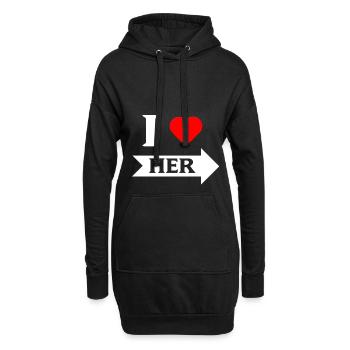 I love Her Pfeil rechts weiß - Hoodie-Kleid - Schwarz - Vorne