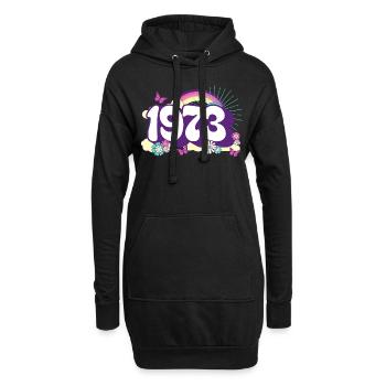 Retro 1973 Fête Anniversaire Femme 50 Ans - Sweat-shirt à capuche long Femme - noir - Devant