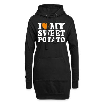 J'aime Ma Patate Douce Couple Thanksgiving - Sweat-shirt à capuche long Femme - noir - Devant