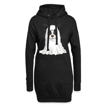 Border Collie Hund Halloween Comic Geist - Hoodie-Kleid - Schwarz - Vorne