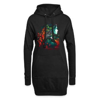 La femme comme de la forêt féerique Aquarelle à l’aérographe - Sweat-shirt à capuche long Femme - noir - Devant