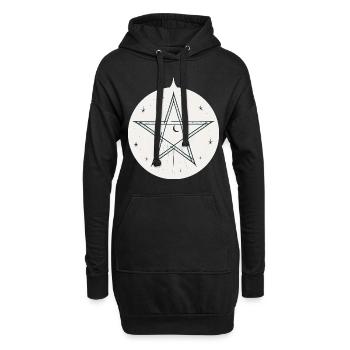 Magisches Pentagramm mit Sternen und Mond - Hoodie-Kleid - Schwarz - Vorne