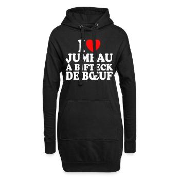 Boucher I Love Jumeau À Bifteck De Boeuf - Sweat-shirt à capuche long Femme - noir - Devant