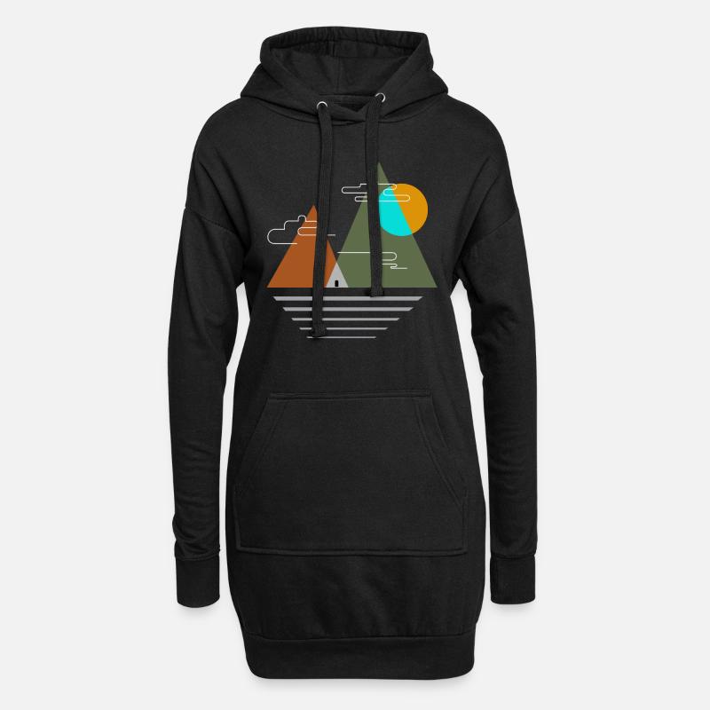 Camping in den Bergen - Hoodie-Kleid - Schwarz