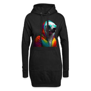 Ours polaire avec lunettes de soleil Ours polaire coloré Cool - Sweat-shirt à capuche long Femme - noir - Devant