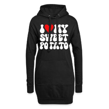 J'aime Ma Patate Douce Couple Thanksgiving - Sweat-shirt à capuche long Femme - noir - Devant