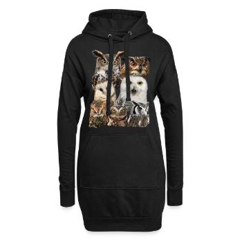 Nächtliche Raubvögel - Hoodie-Kleid - Schwarz - Vorne