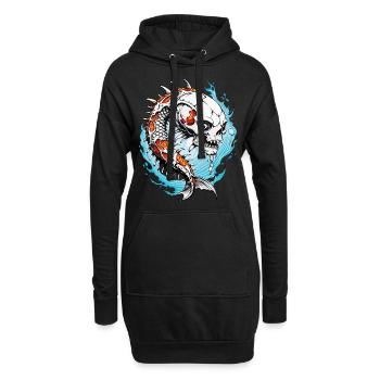 Koi Skull // Totenkopf Fisch // Karpfen FS0007 - Hoodie-Kleid - Schwarz - Vorne