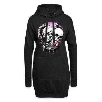 Crâne de la Saint-Valentin / Tête de mort Saint-Valentin FS0127 - Sweat-shirt à capuche long Femme - noir - Devant