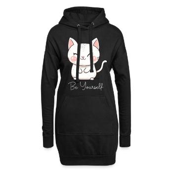 Chat Être Soi-même Amour Motivation - Sweat-shirt à capuche long Femme - noir - Devant