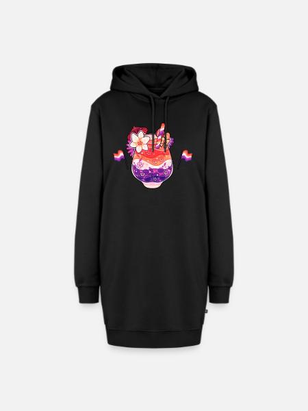 Rosaroter Drink - Hoodie-Kleid - Schwarz