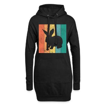 Lapin lapin rétro lapin de Pâques cadeau - Sweat-shirt à capuche long Femme - noir - Devant