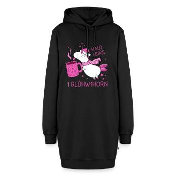 Einhorn Glühweinhorn Halo I Bims 1 Glühw1horn pink - Hoodie-Kleid - Schwarz - Vorne - AI Model Female 172 light (172cm)