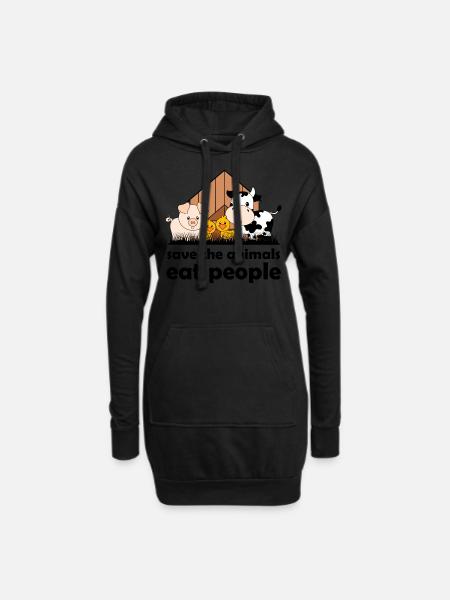 Save the Animals - Hoodie Dress - black