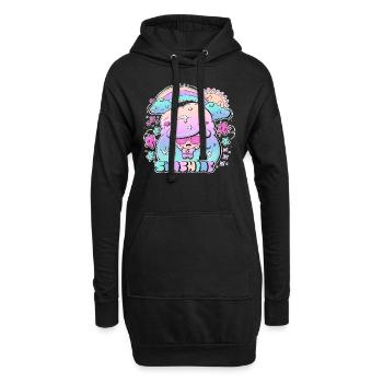 Sunshine bubble head cutie with text - Hoodie Dress - black - Front