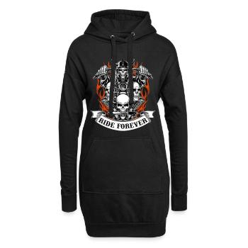 Motorradfahrer - Hoodie-Kleid - Schwarz - Vorne