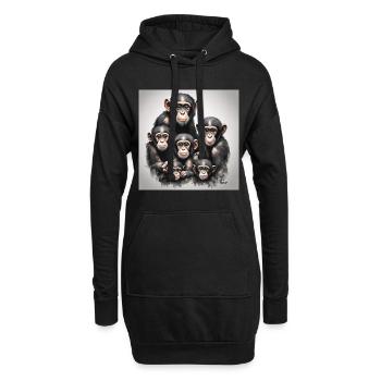Photo de famille de chimpanzés - Sweat-shirt à capuche long Femme - noir - Devant