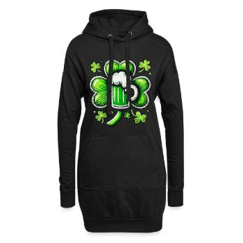 Vert pastel motif de la bière de la Saint-Patrick - Sweat-shirt à capuche long Femme - noir - Devant