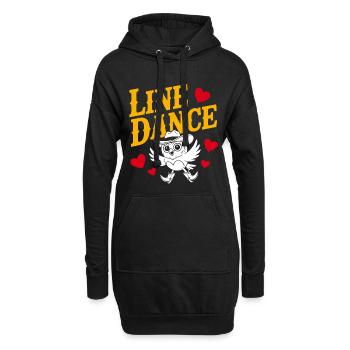 Linedance Eule mit Herzmotiven - Hoodie-Kleid - Schwarz - Vorne