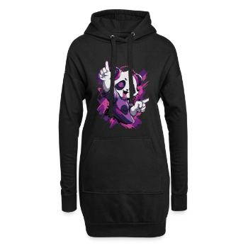 Party Panda Music Fun - Sweat-shirt à capuche long Femme - noir - Devant