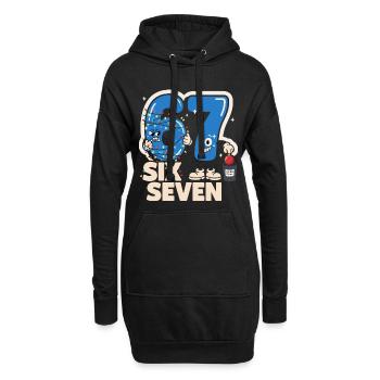 67 Six Seven Anti Noël Italien drôle B - Sweat-shirt à capuche long Femme - noir - Devant