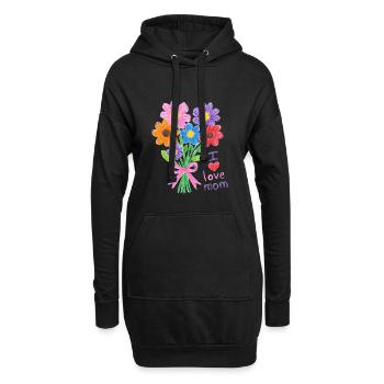 Bleistiftstrauß für Mama - Hoodie-Kleid - Schwarz - Vorne