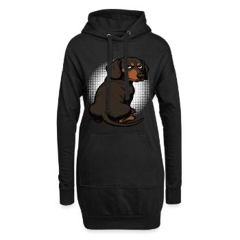 Dackel Dackelbesitzer Dackelhalter Dackelliebhaber - Hoodie-Kleid - Schwarz - Vorne