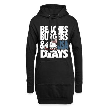 Beaches Burgers USA Days Design - Sweat-shirt à capuche long Femme - noir - Devant