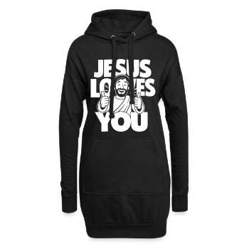 Dessin animé chrétien Jésus t’aime - Sweat-shirt à capuche long Femme - noir - Devant