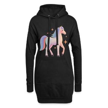 Buntes Pferd mit Sternen - Hoodie-Kleid - Schwarz - Vorne