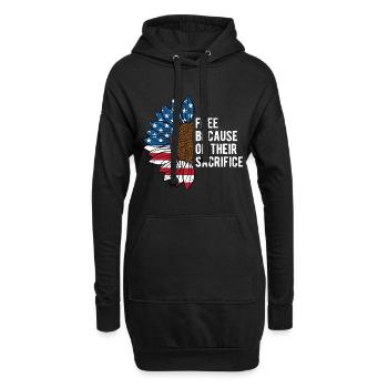 Free Because of Their Sacrifice Proud Patriotic - Hoodie Dress - black - Front