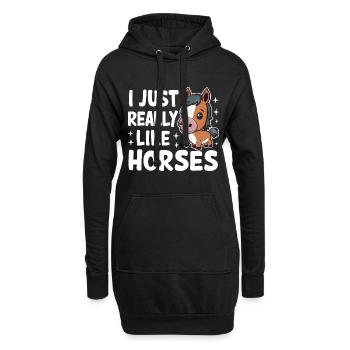 Pferd Pferde Reiten Pferdereiten Sprungreiten - Hoodie-Kleid - Schwarz - Vorne