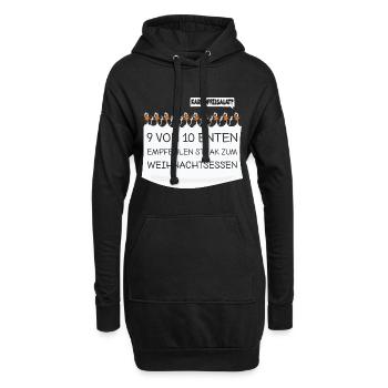 Weihnachtsessen: 9 von 10 Enten empfehlen Steak - Hoodie-Kleid - Schwarz - Vorne