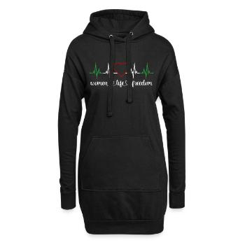 Herzschlag Women Life Freedom Frauenrechte Iran - Hoodie-Kleid - Schwarz - Vorne