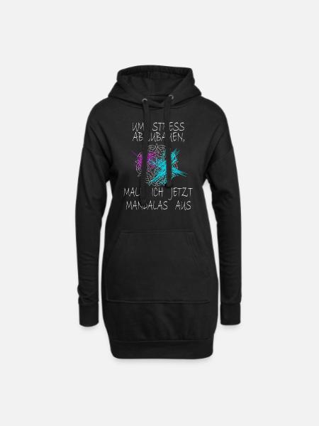 Mandala Spruch Um Stress Abzubauen Male Ich - Hoodie-Kleid - Schwarz