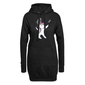 Einhorn Badminton - Hoodie-Kleid - Schwarz - Vorne