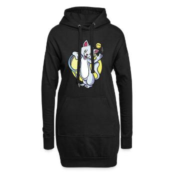 Tennis Katze - Hoodie-Kleid - Schwarz - Vorne