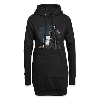 Skelett Friedhof Grabstein - Hoodie-Kleid - Schwarz - Vorne