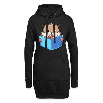 Hamster Lesebuch - Hoodie-Kleid - Schwarz - Vorne