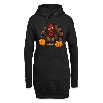 Truthahn Thanksgiving - Hoodie-Kleid - Schwarz - Vorne