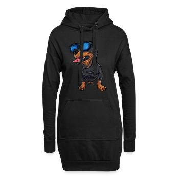 Cooler Dachshund Dackel - Hoodie-Kleid - Schwarz - Vorne