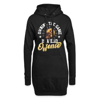 Casque de football - Sweat-shirt à capuche long Femme - noir - Devant