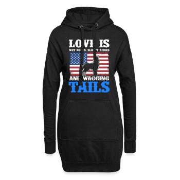 Flag Puppy Tail-wagging dog owner - Hoodie Dress - black - Front