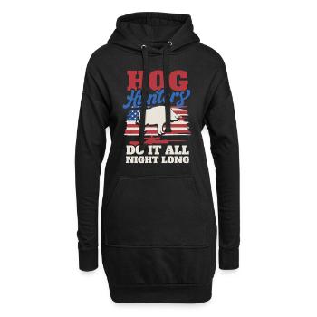 Jagd US Flagge Wildschwein Jäger - Hoodie-Kleid - Schwarz - Vorne