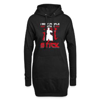 MMA Ich schlage Leute mit einem Stock Aikido - Hoodie-Kleid - Schwarz - Vorne
