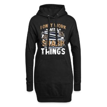 Kettensäge Schnitzen Holzfäller - Hoodie-Kleid - Schwarz - Vorne