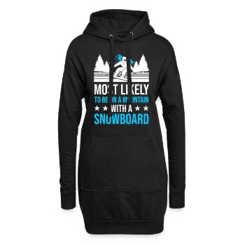 Snowboard Skifahren Snowboarder - Hoodie-Kleid - Schwarz - Vorne